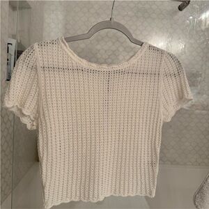 Alice + Olivia White Crochet Crop Top